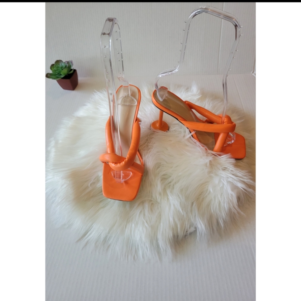 Orange Strappy Heeled Sandals